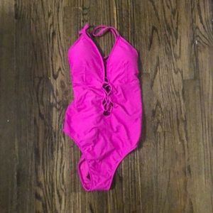 Nwt hot pink one piece bathing suit with straps
